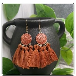 New Bohemian Tassel Earrings in Rust/Brown Retro Drop Dangle Mandala Style